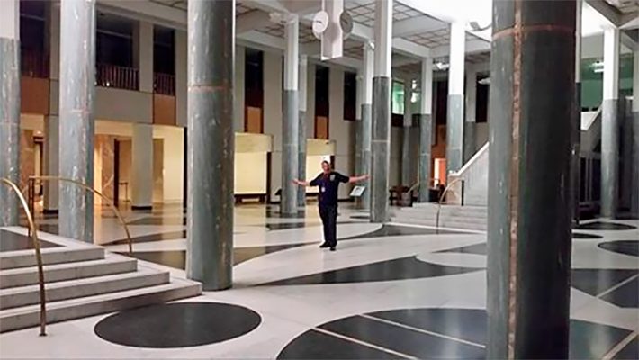 Alone in the Marble Foyer in Australia’s Parliament House